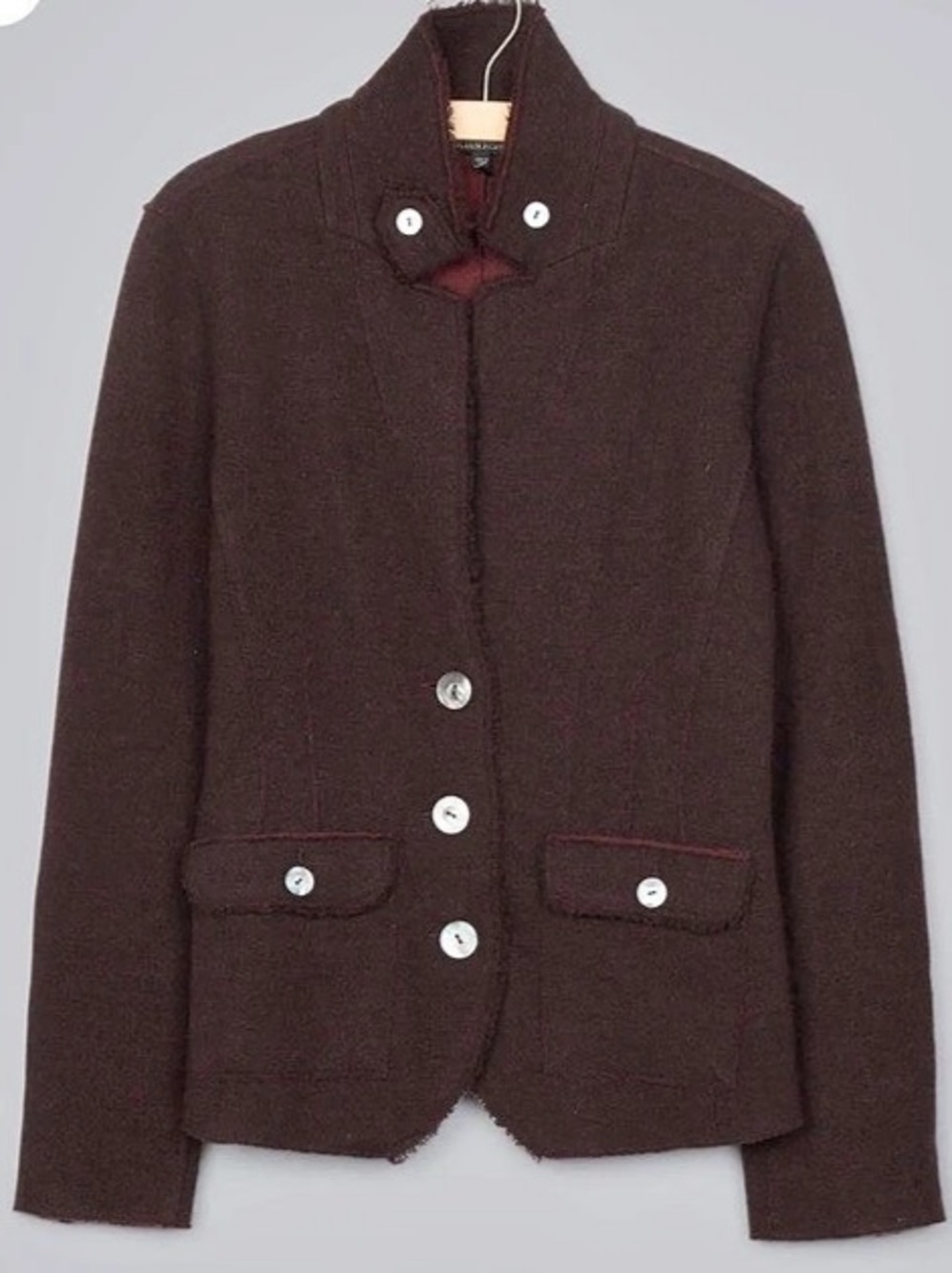 Eileen Fisher Felted Merino Doubleknit Jacket Merino Wool Coffee Brown Sz 1X